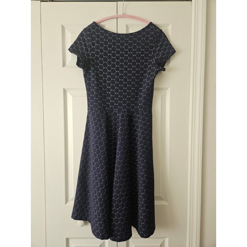 Leota Navy Blue Geo Pullover Circle Jacquard Pattern Dress, Women's Small NWOT